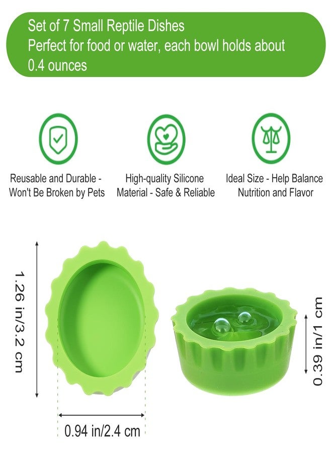 KFHENSOMR Reusable Small Reptile Food Dish, Crested Gecko Food and Water Feeding Cups, Easy Clean Silicone Small Capacity Worm Bowl, Gecko Tank Accessories (14 Pack, 7 Colors) - Image 2